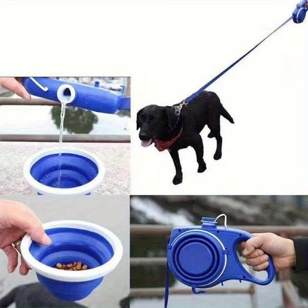 Correa Retráctil para Perros 3 en 1 con Botella de Agua y Cuenco 300 ml